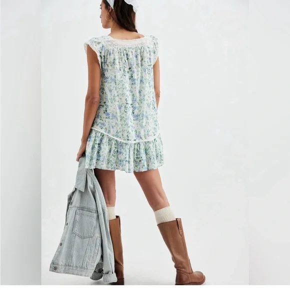 NWOT Free People Alessia Printed Mini Floral Dress Size Medium - Picture 3 of 13